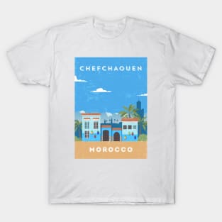 Chefchaouen, Morocco - Retro travel minimalist poster T-Shirt